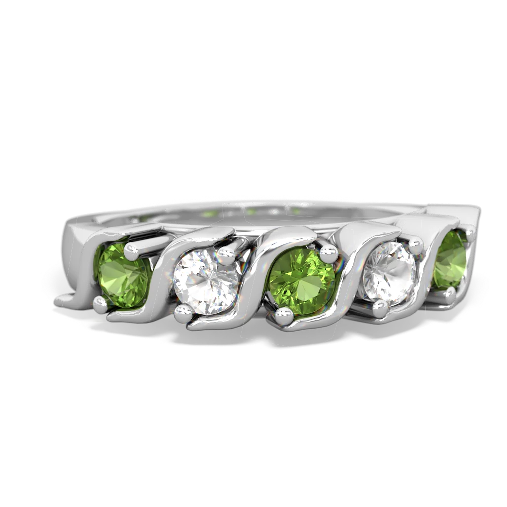 Peridot Anniversary Band 14K White Gold ring R2089