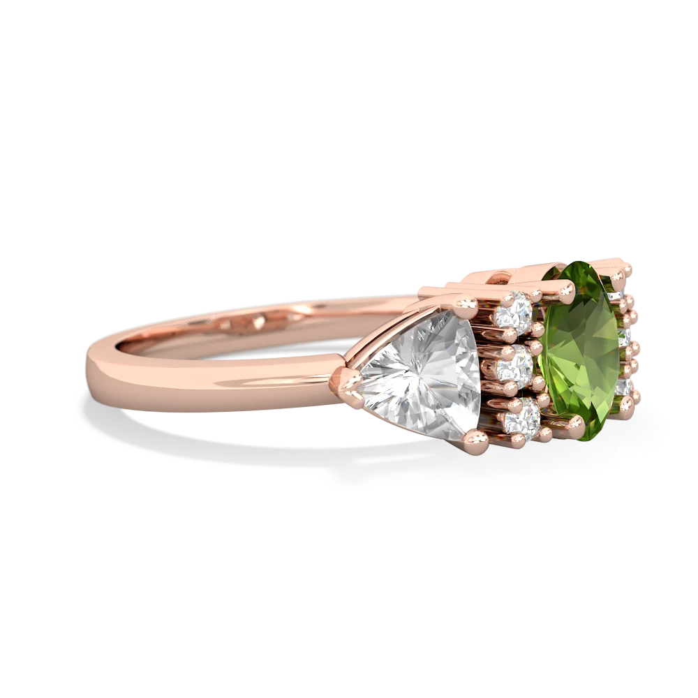 Peridot Antique Style Three Stone 14K Rose Gold ring R2186