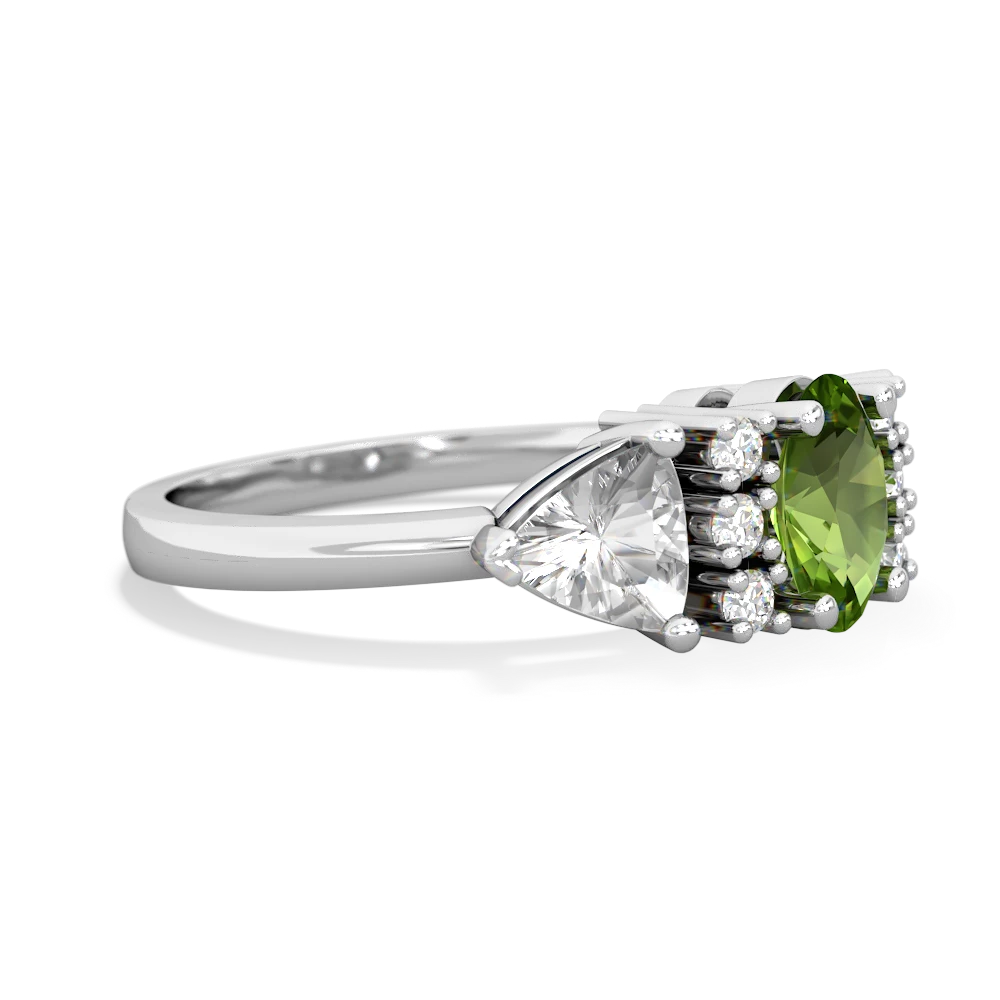 Peridot Antique Style Three Stone 14K White Gold ring R2186