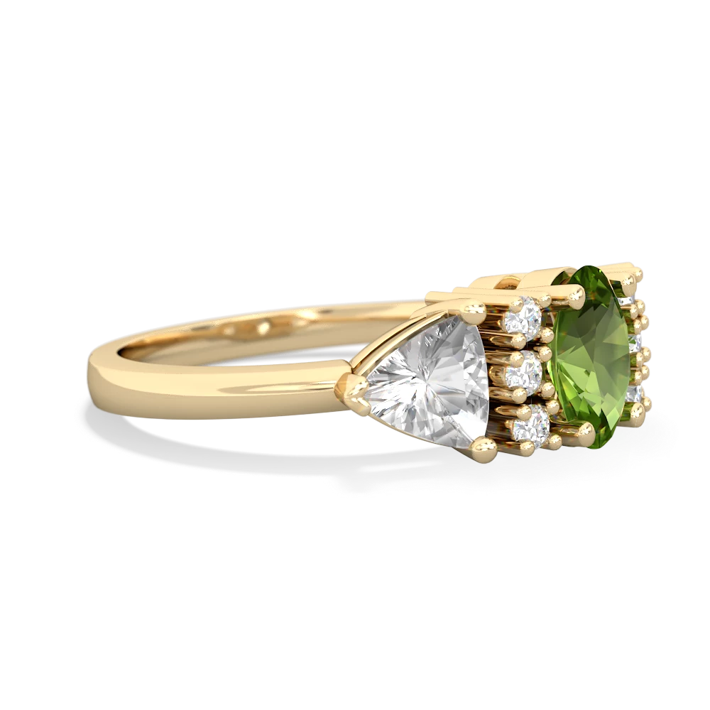 Peridot Antique Style Three Stone 14K Yellow Gold ring R2186