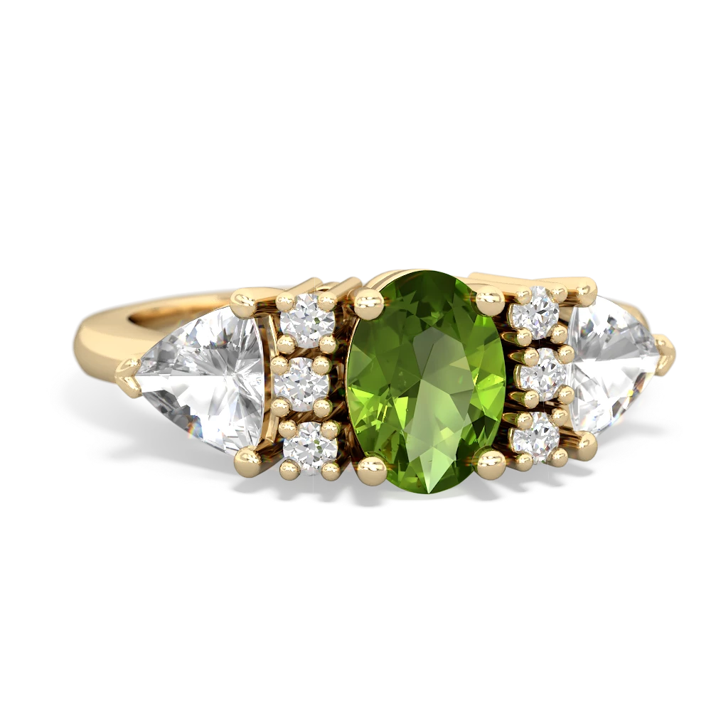 Peridot Antique Style Three Stone 14K Yellow Gold ring R2186