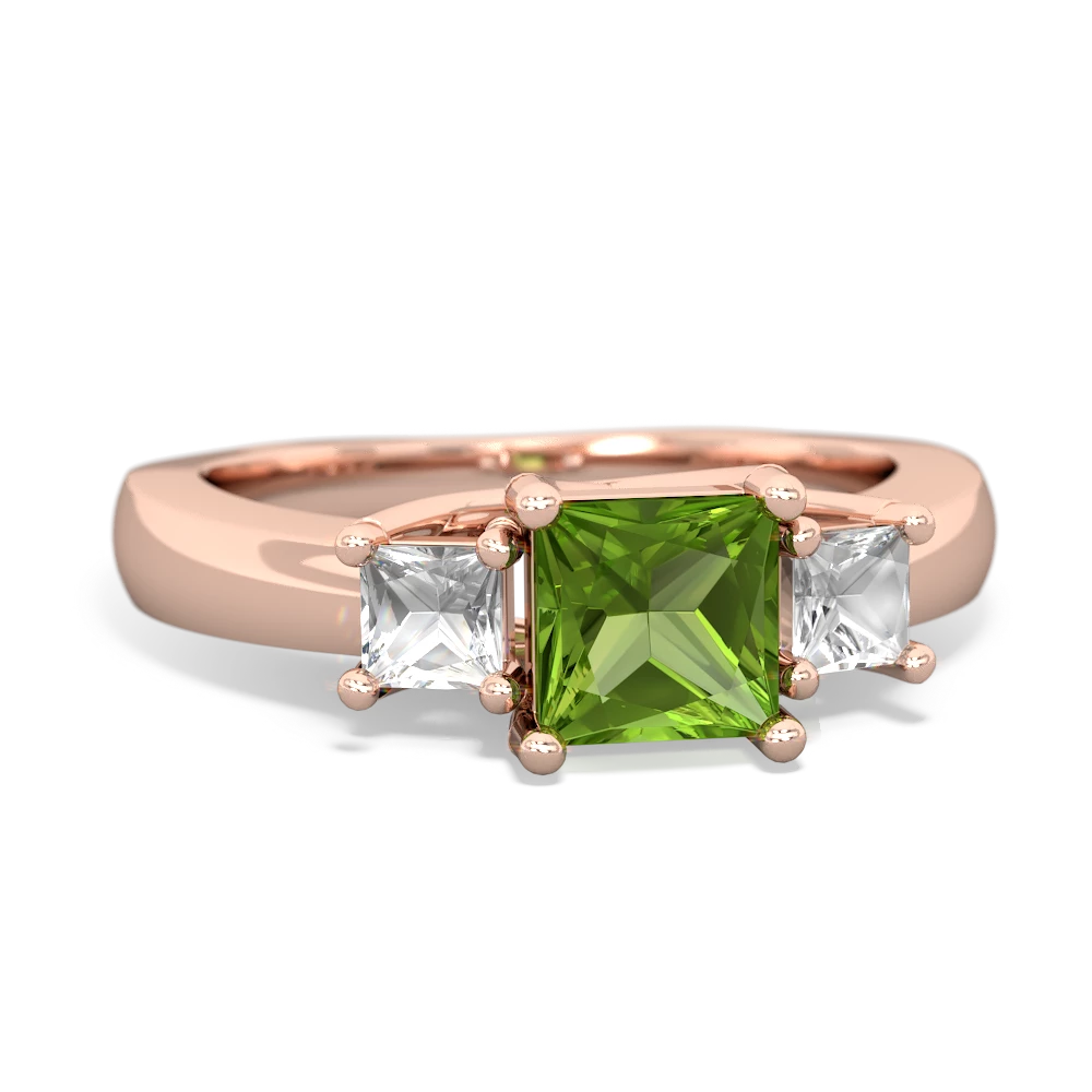 Peridot Three Stone Trellis 14K Rose Gold ring R4015