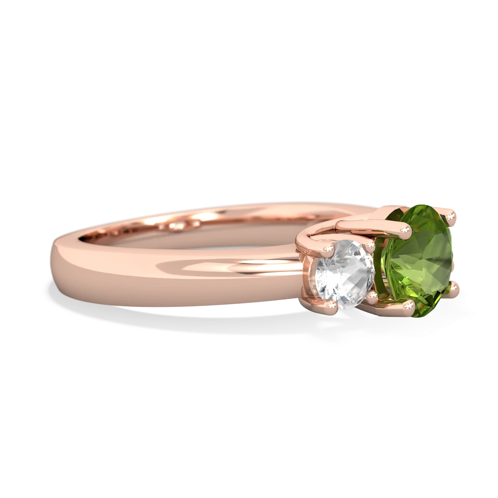 Peridot Three Stone Round Trellis 14K Rose Gold ring R4018