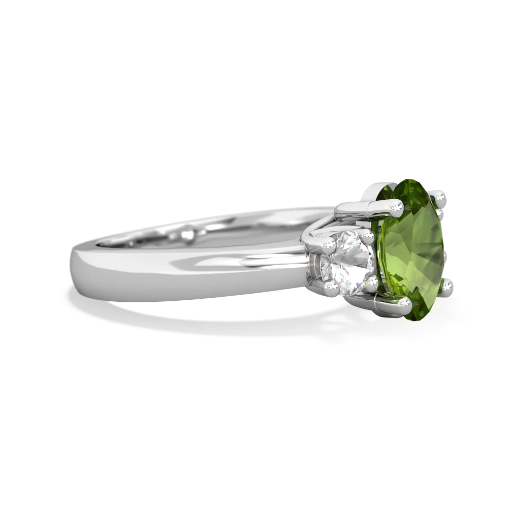 Peridot Three Stone Oval Trellis 14K White Gold ring R4024