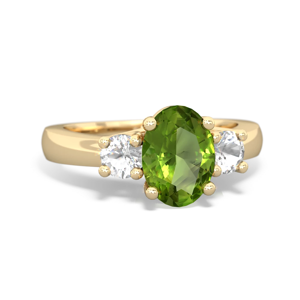 Peridot Three Stone Oval Trellis 14K Yellow Gold ring R4024