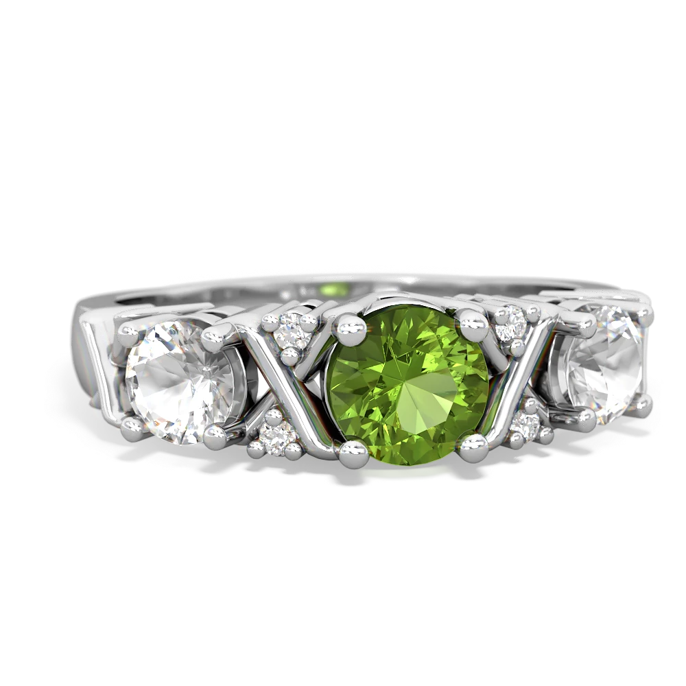 Peridot Hugs And Kisses 14K White Gold ring R5016