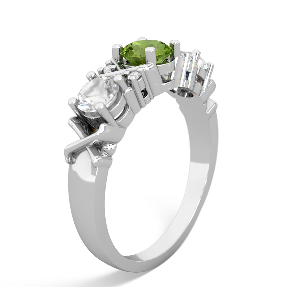 Peridot Hugs And Kisses 14K White Gold ring R5016