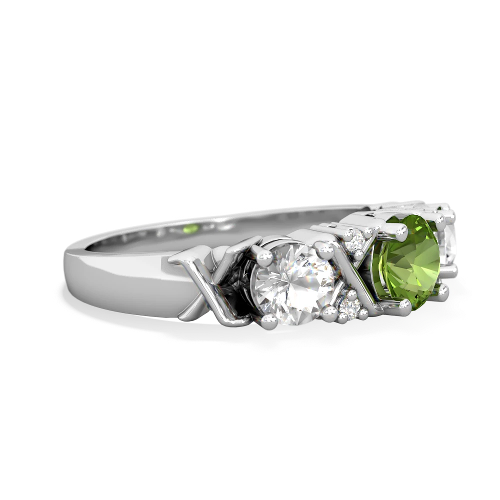 Peridot Hugs And Kisses 14K White Gold ring R5016