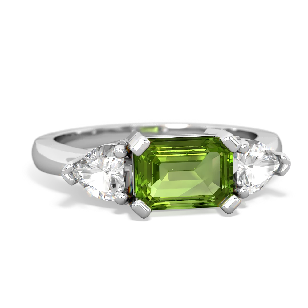 Peridot Three Stone 14K White Gold ring R5235