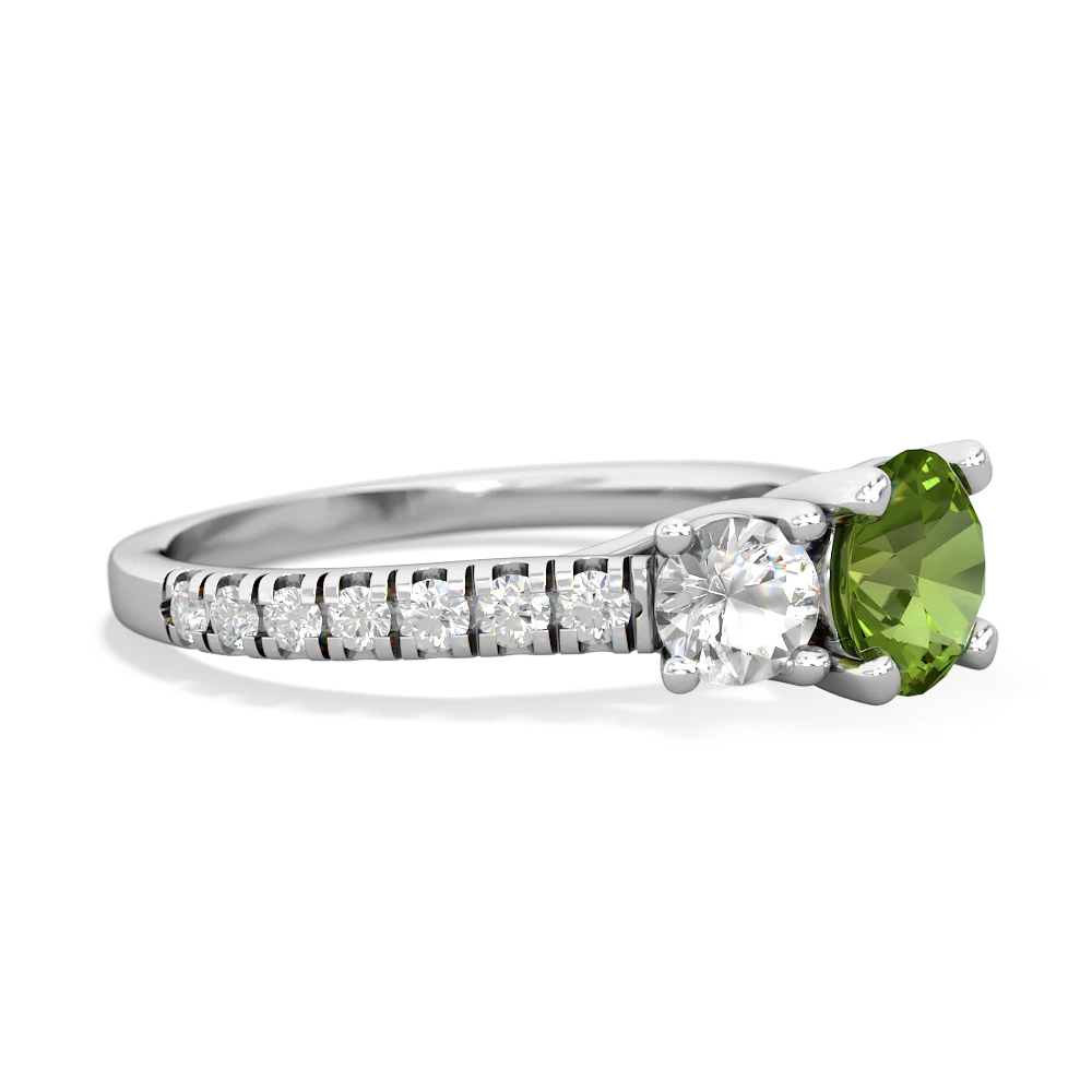 Peridot Pave Trellis 14K White Gold ring R5500