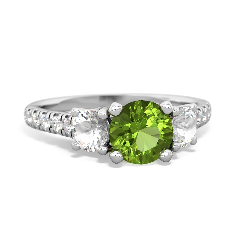 Peridot Pave Trellis 14K White Gold ring R5500