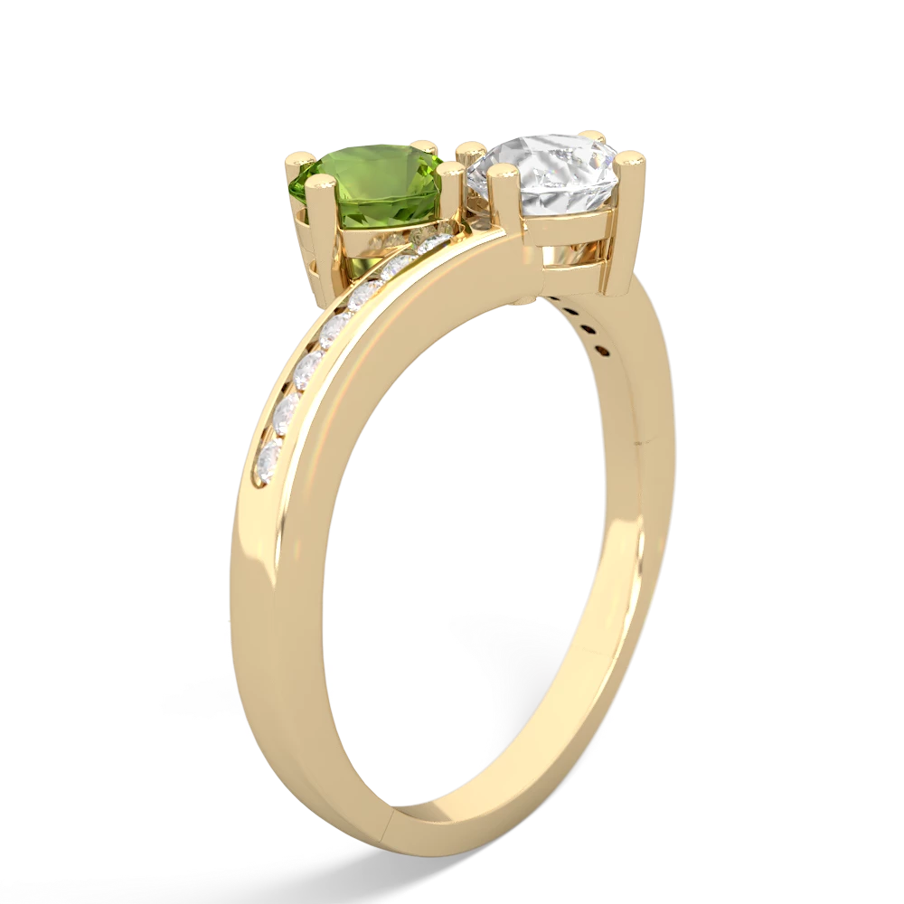 Peridot Channel Set Two Stone 14K Yellow Gold ring R5303