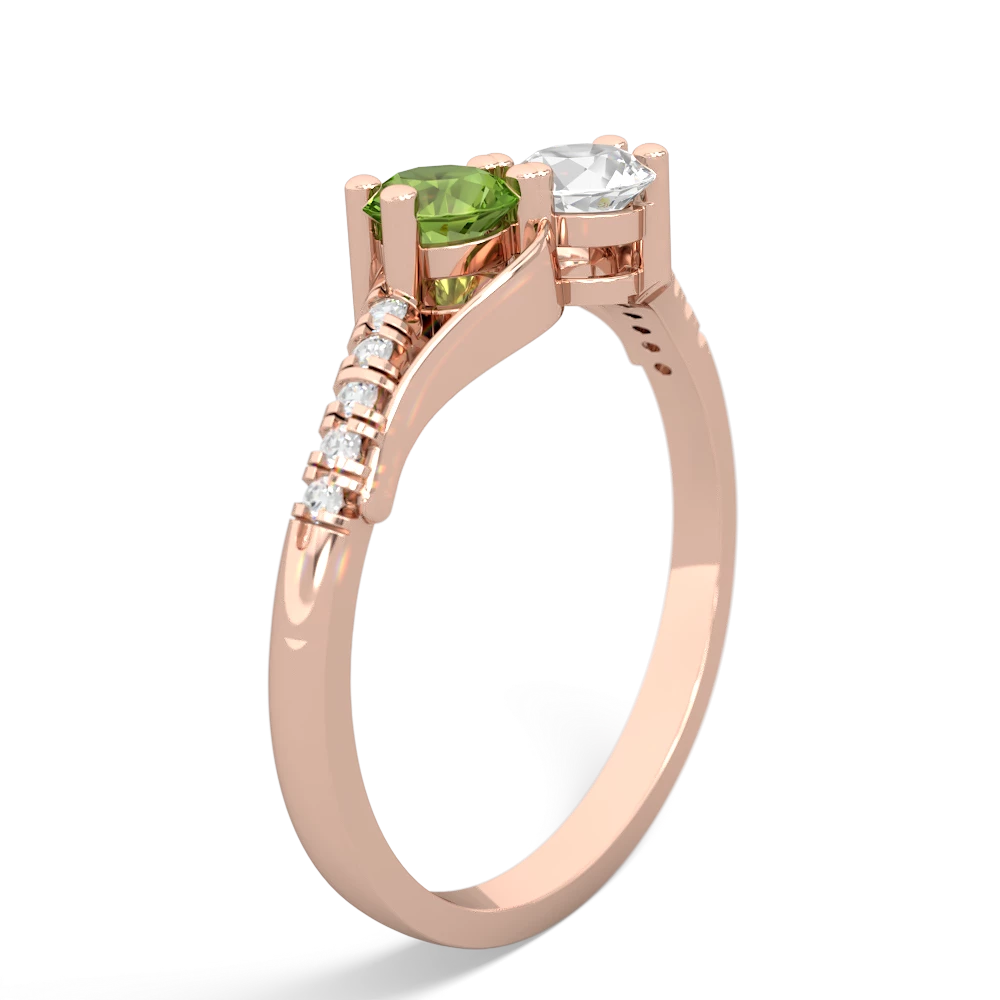 Peridot Infinity Pave Two Stone 14K Rose Gold ring R5285