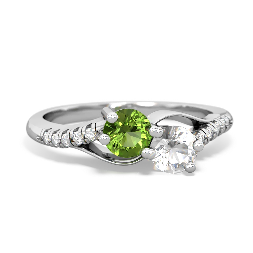 Peridot Infinity Pave Two Stone 14K White Gold ring R5285