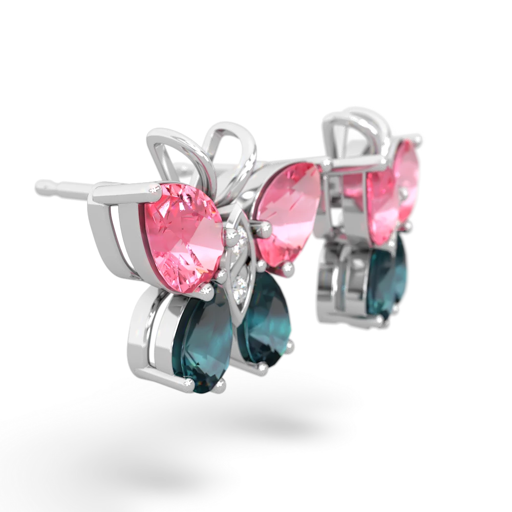 Lab Pink Sapphire Butterfly 14K White Gold earrings E2215