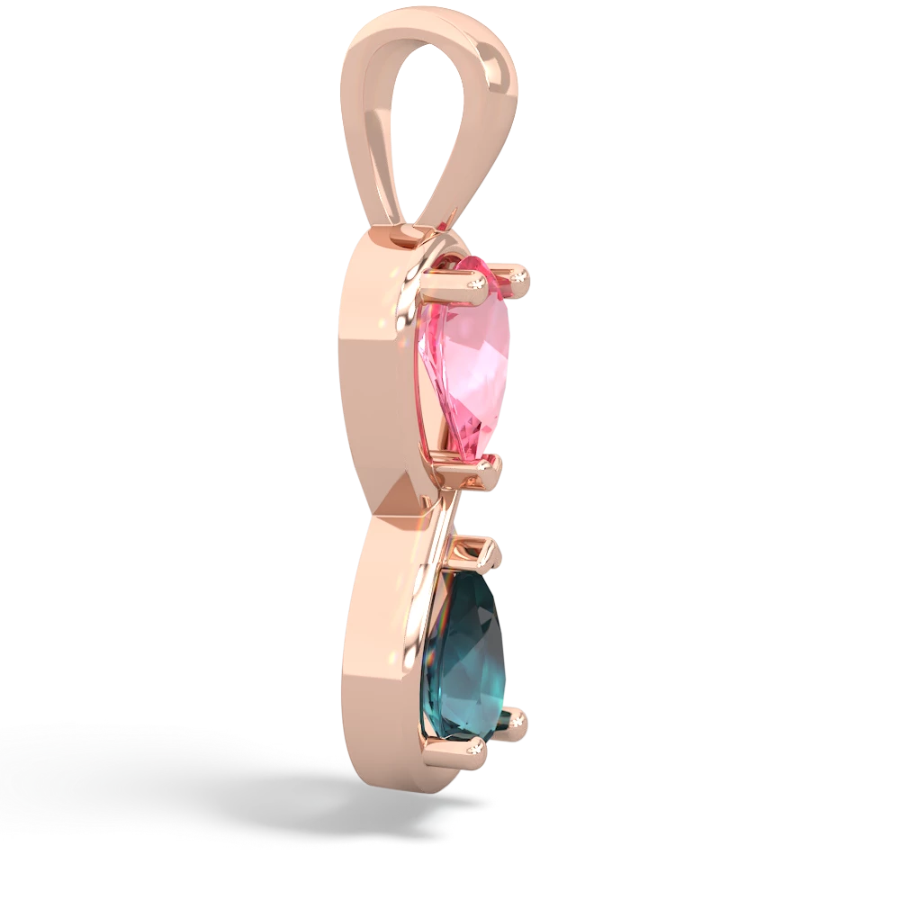 Lab Pink Sapphire Infinity 14K Rose Gold pendant P5050