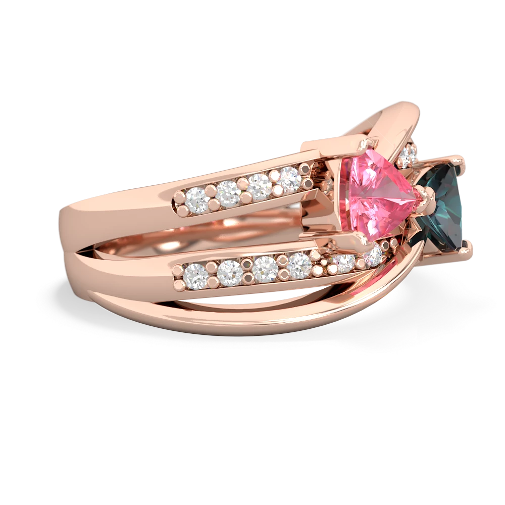 Lab Pink Sapphire Bowtie 14K Rose Gold ring R2360