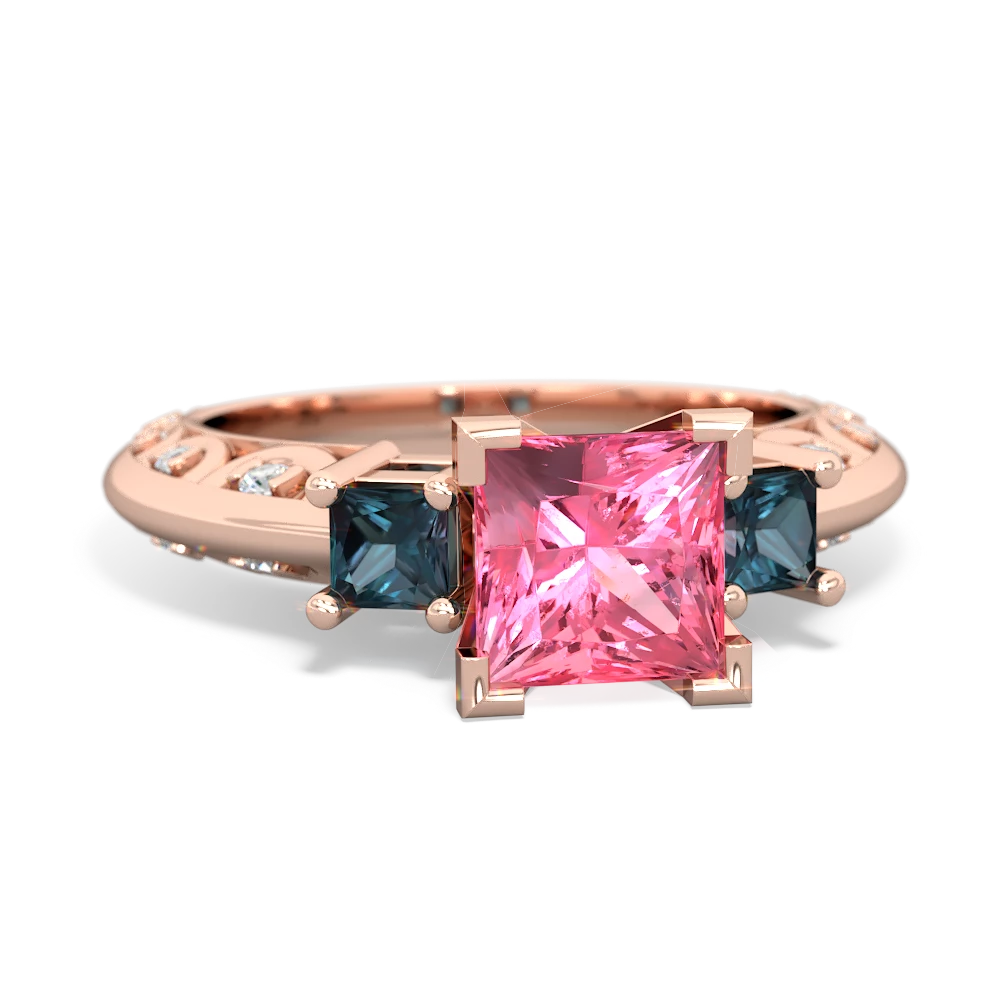 Lab Pink Sapphire Eternal Embrace Engagement 14K Rose Gold ring C2001