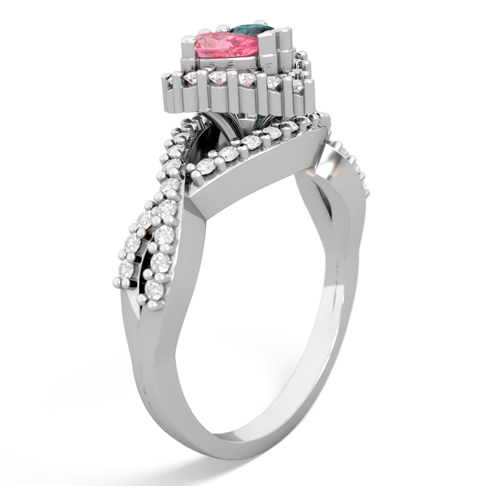 Lab Pink Sapphire Diamond Twist 'One Heart' 14K White Gold ring R2640HRT