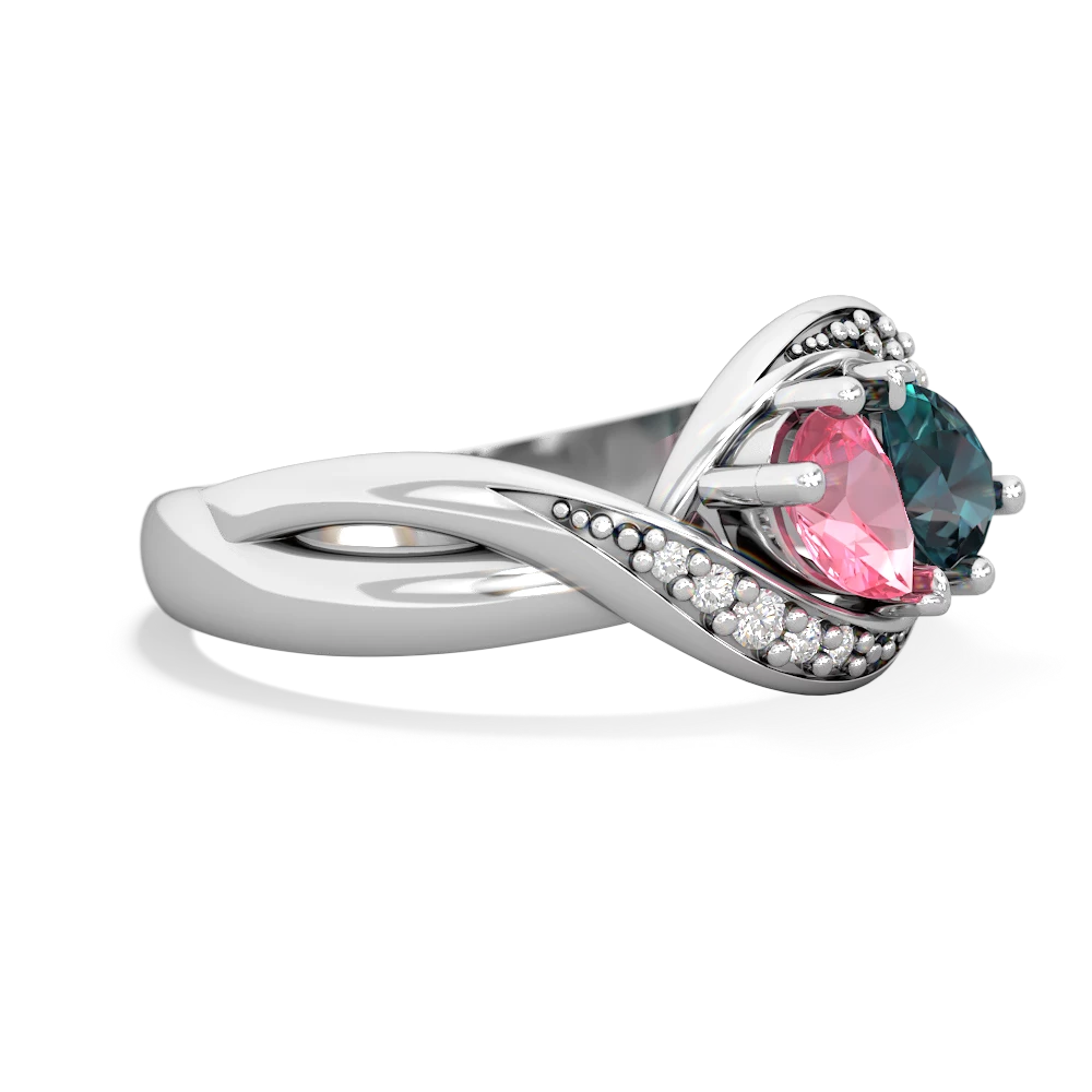 Lab Pink Sapphire Summer Winds 14K White Gold ring R5342