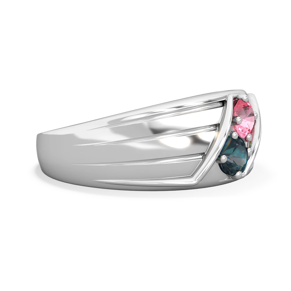 Lab Pink Sapphire Men's Streamline 14K White Gold ring R0460