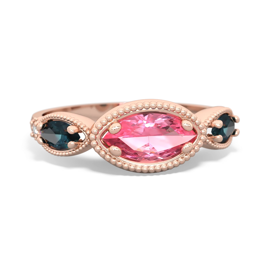 Lab Pink Sapphire Milgrain Marquise 14K Rose Gold ring R5700