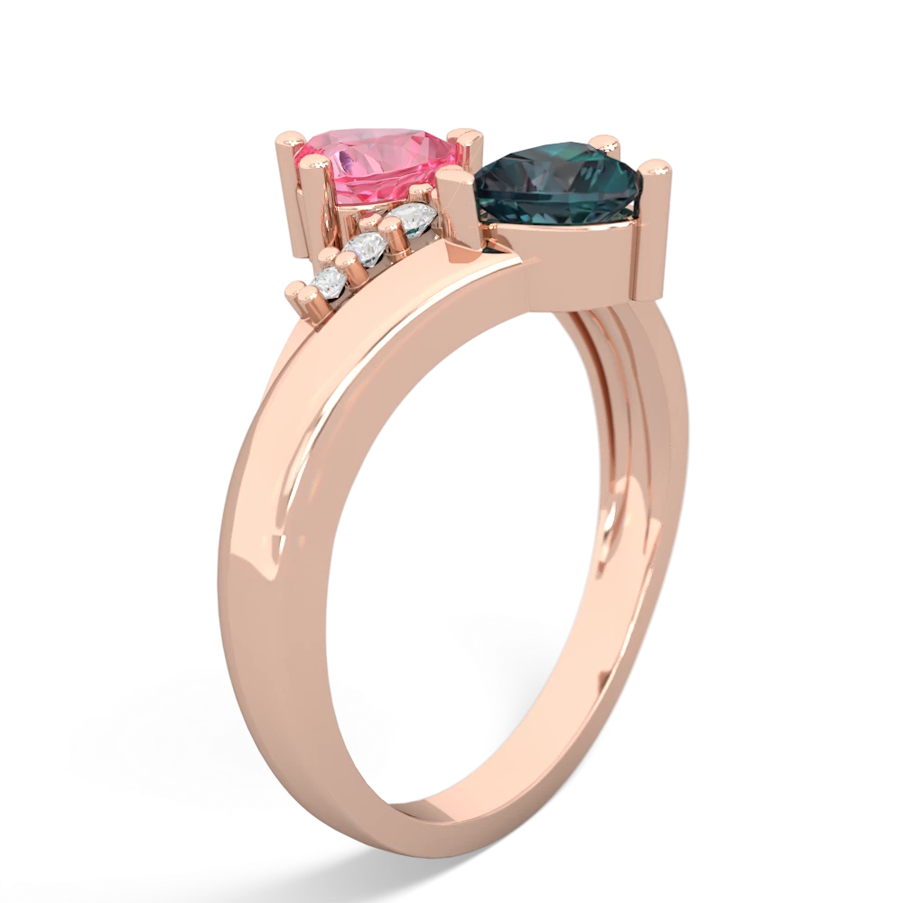 Lab Pink Sapphire Heart To Heart 14K Rose Gold ring R2064