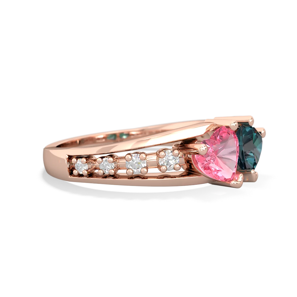 Lab Pink Sapphire Heart To Heart 14K Rose Gold ring R3342
