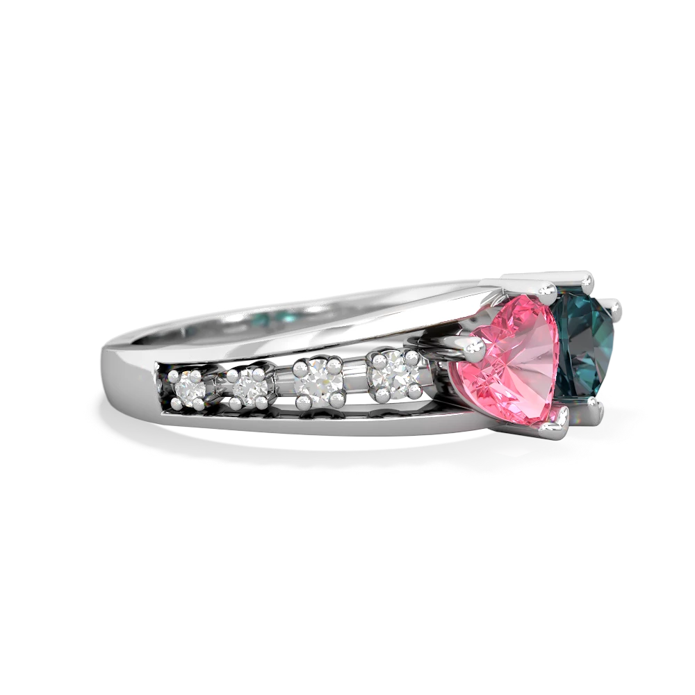 Lab Pink Sapphire Heart To Heart 14K White Gold ring R3342