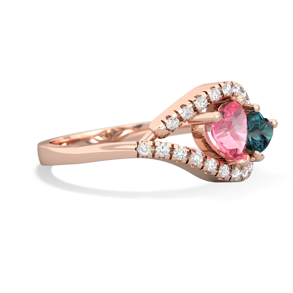 Lab Pink Sapphire Mother And Child 14K Rose Gold ring R3010