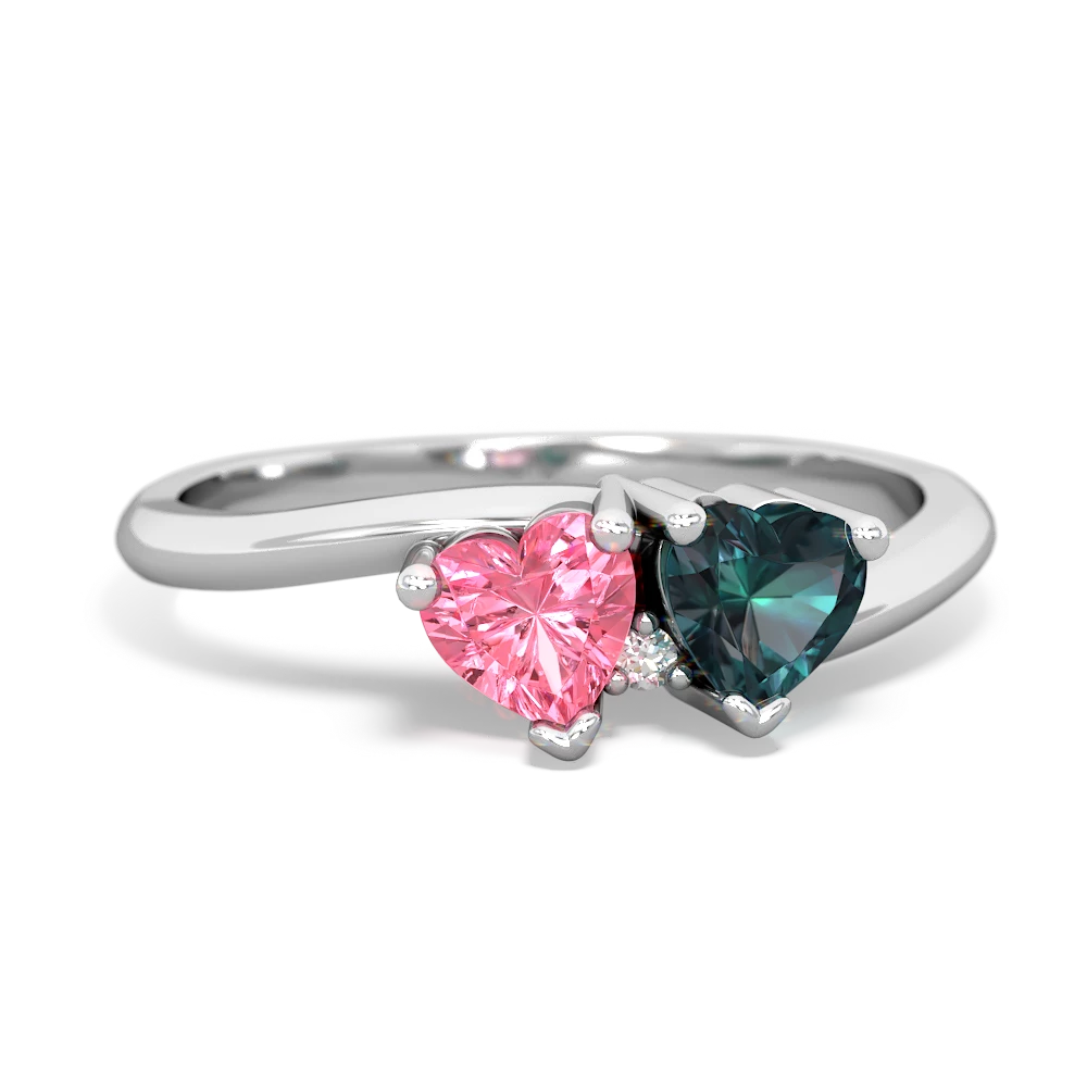 Lab Pink Sapphire Sweethearts 14K White Gold ring R5260