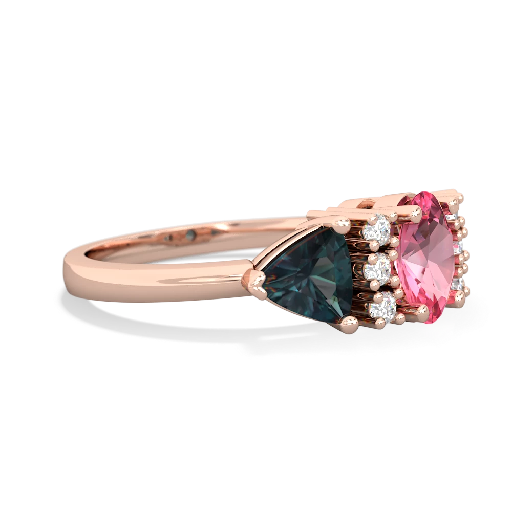 Lab Pink Sapphire Antique Style Three Stone 14K Rose Gold ring R2186