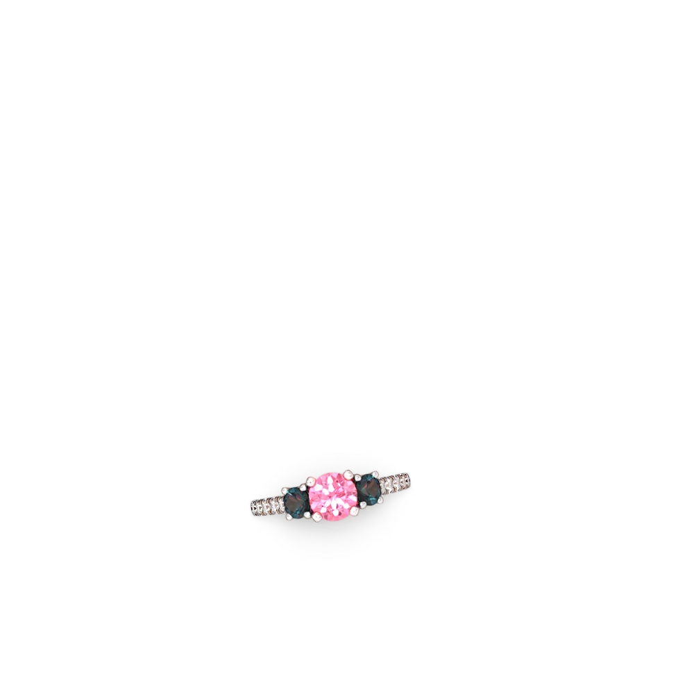 Lab Pink Sapphire Pave Trellis 14K White Gold ring R5500