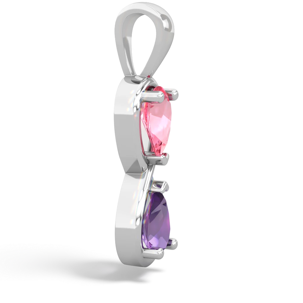 Lab Pink Sapphire Infinity 14K White Gold pendant P5050