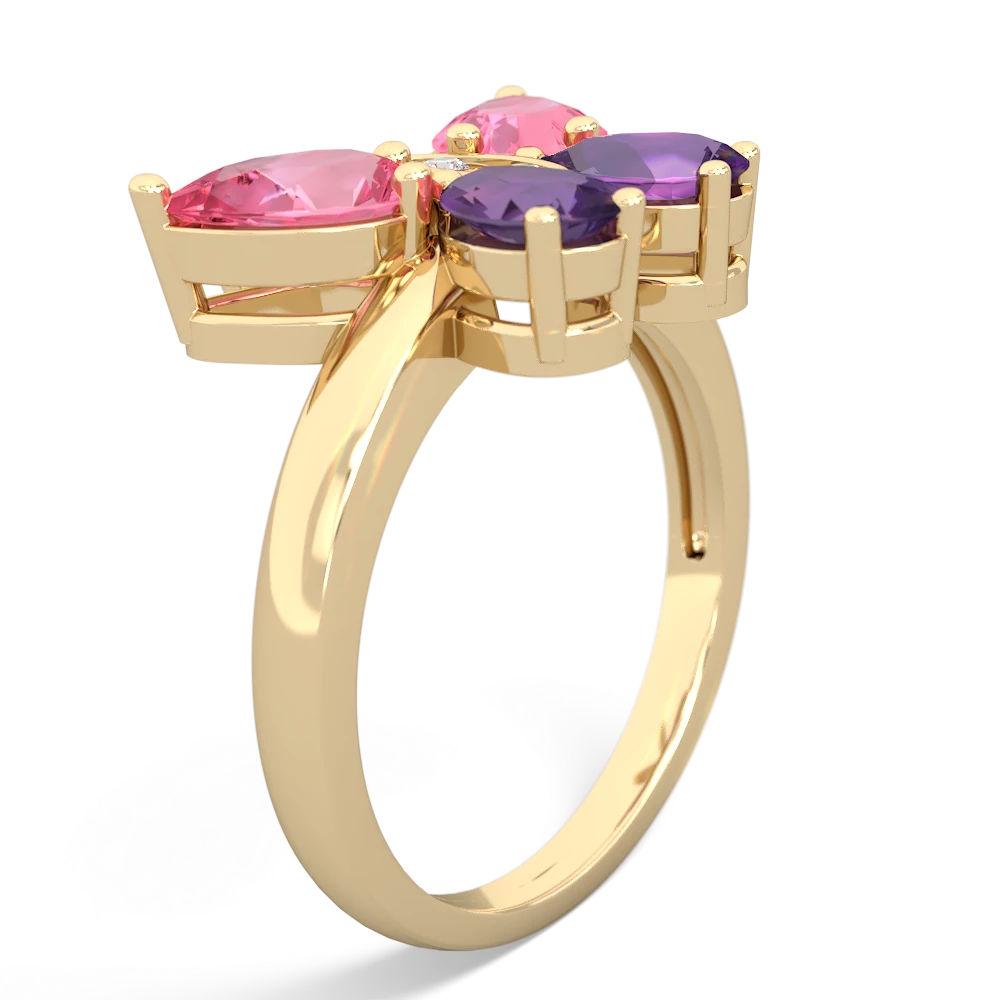 Lab Pink Sapphire Butterfly 14K Yellow Gold ring R2215