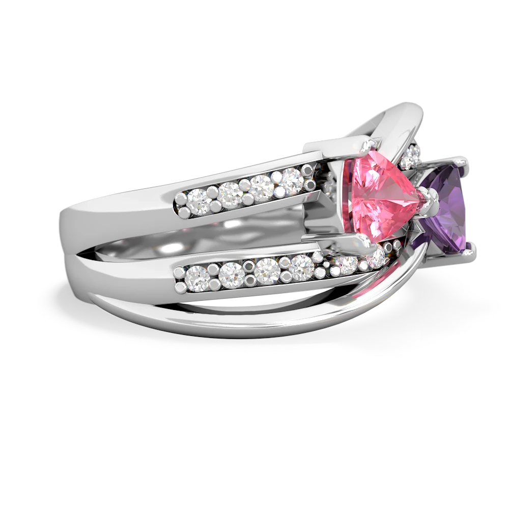 Lab Pink Sapphire Bowtie 14K White Gold ring R2360