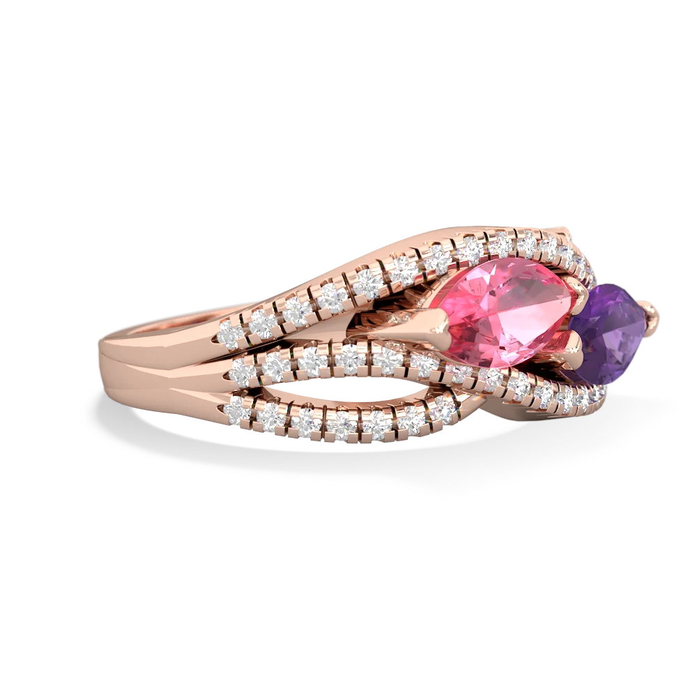 Lab Pink Sapphire Diamond Rivers 14K Rose Gold ring R3070