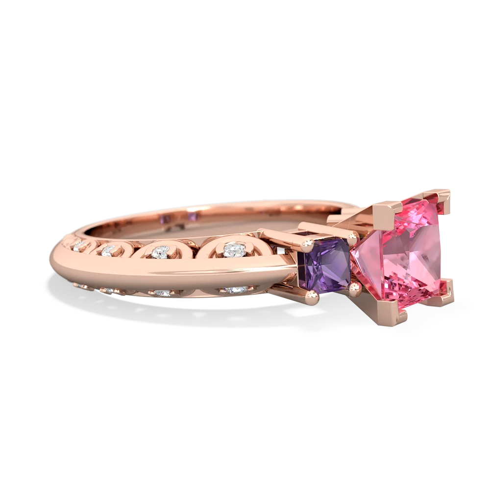 Lab Pink Sapphire Eternal Embrace Engagement 14K Rose Gold ring C2001