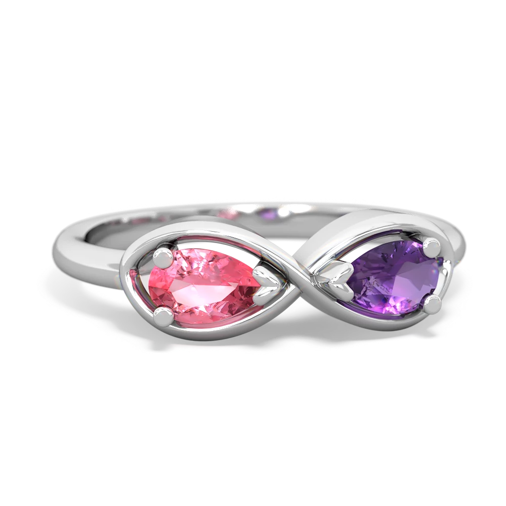 Lab Pink Sapphire Infinity 14K White Gold ring R5050