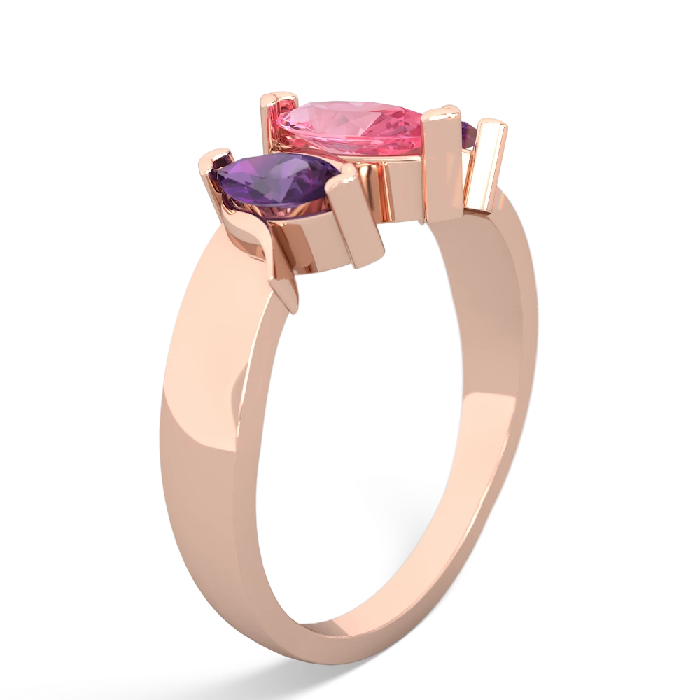 Lab Pink Sapphire Three Peeks 14K Rose Gold ring R2433