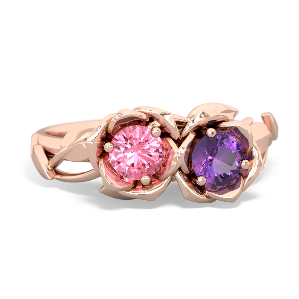 Lab Pink Sapphire Rose Garden 14K Rose Gold ring R5510