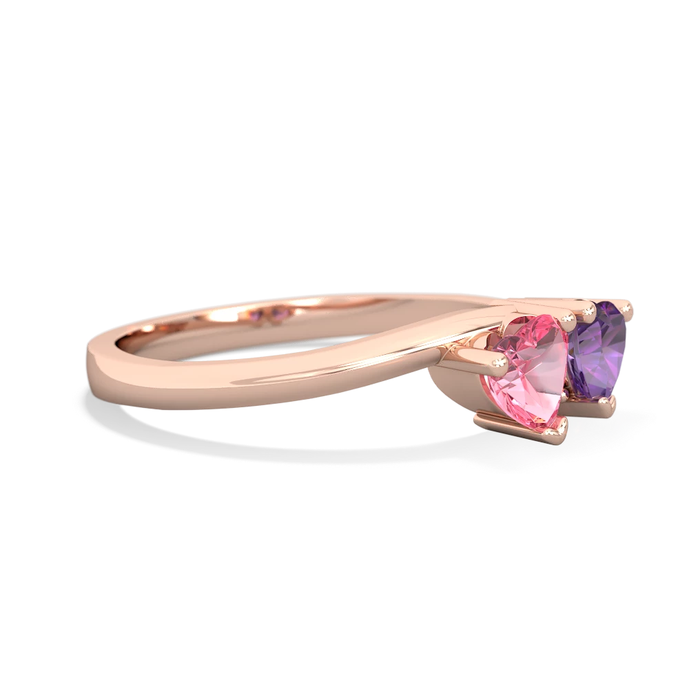 Lab Pink Sapphire Sweethearts 14K Rose Gold ring R5260