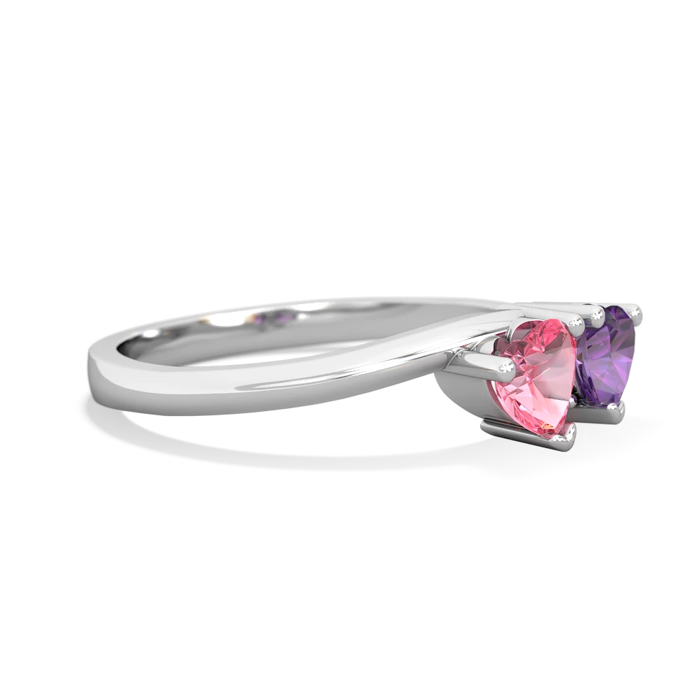 Lab Pink Sapphire Sweethearts 14K White Gold ring R5260