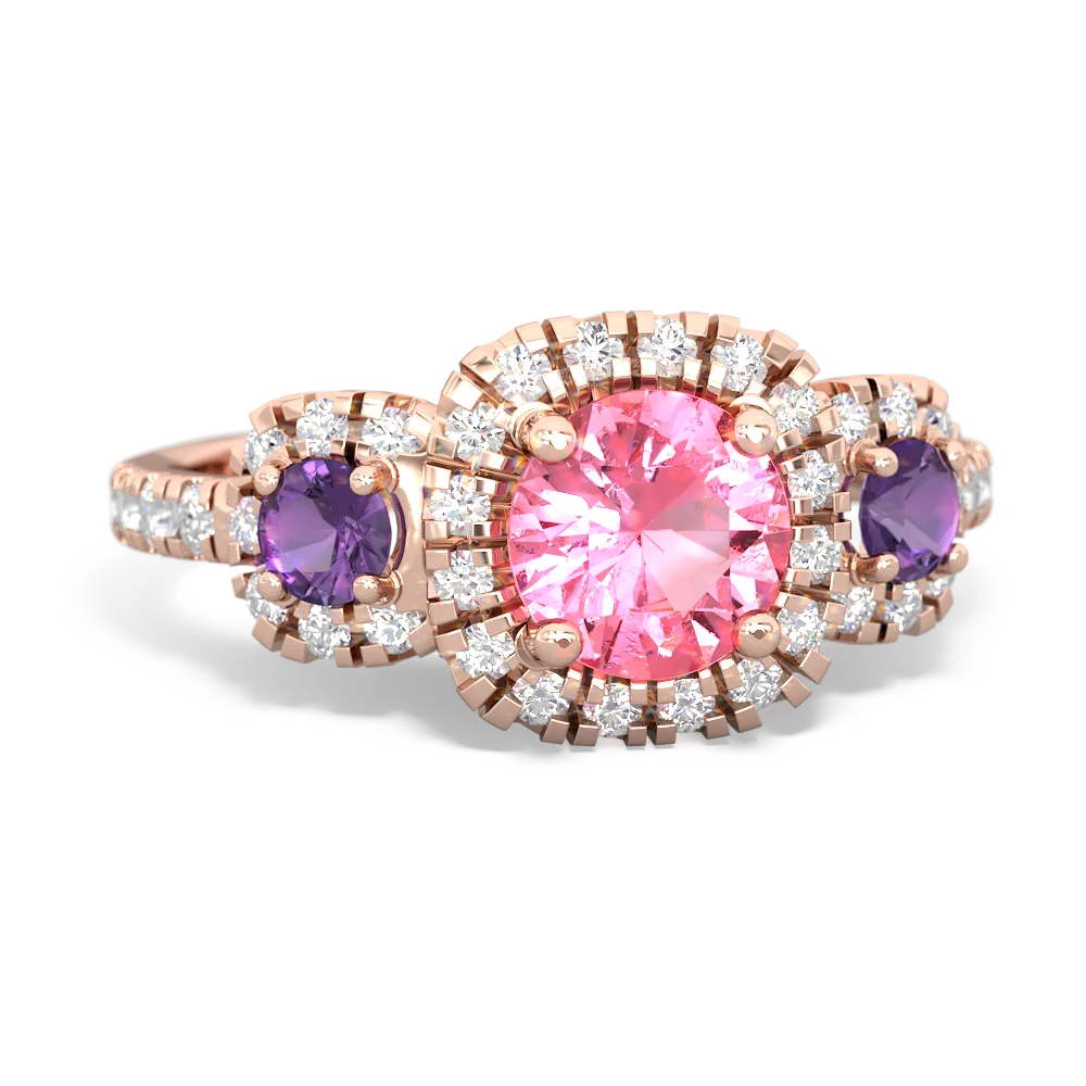 Lab Pink Sapphire Regal Halo 14K Rose Gold ring R5350