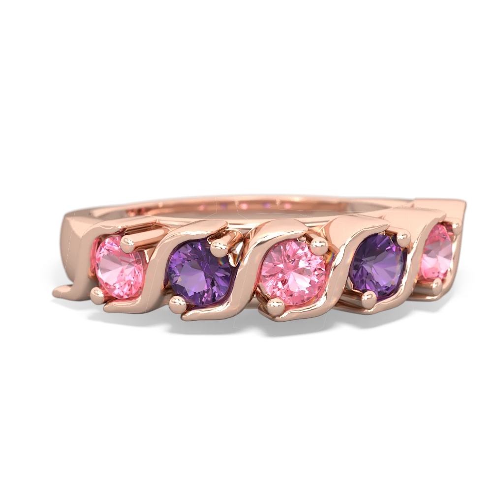 Lab Pink Sapphire Anniversary Band 14K Rose Gold ring R2089