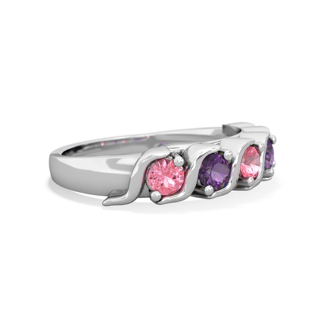 Lab Pink Sapphire Anniversary Band 14K White Gold ring R2089