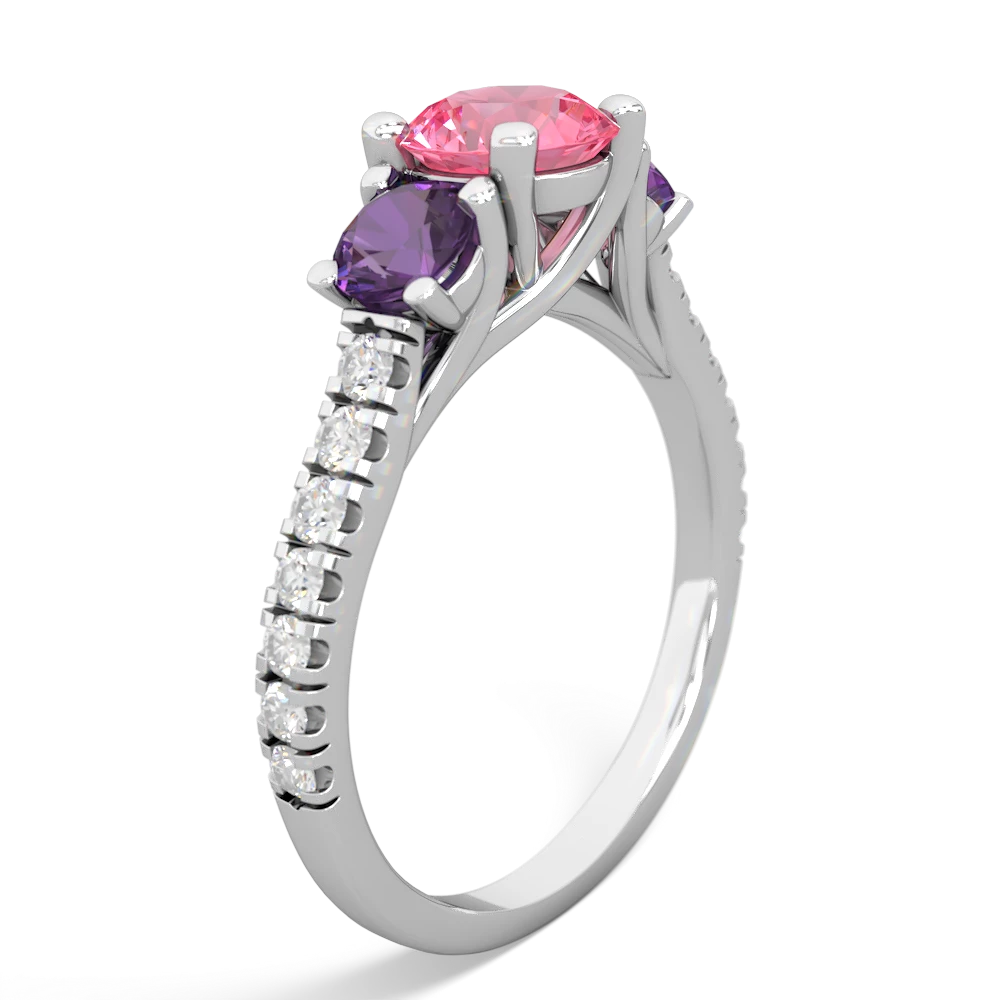 Lab Pink Sapphire Pave Trellis 14K White Gold ring R5500