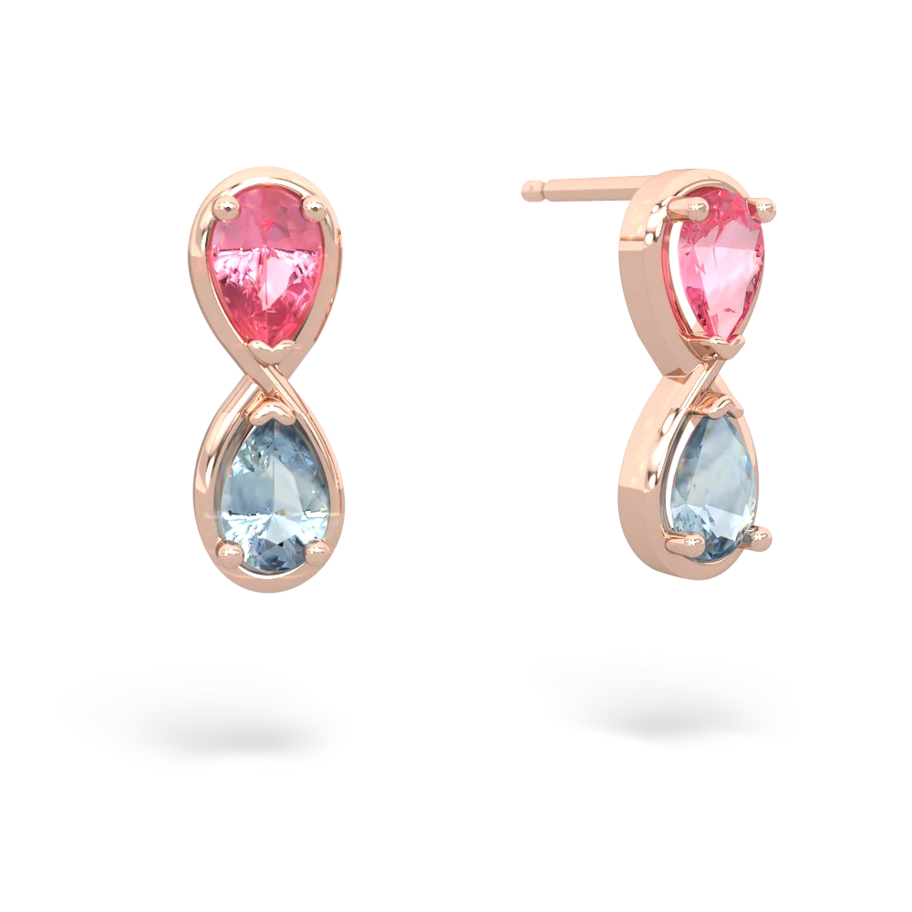 Lab Pink Sapphire Infinity 14K Rose Gold earrings E5050