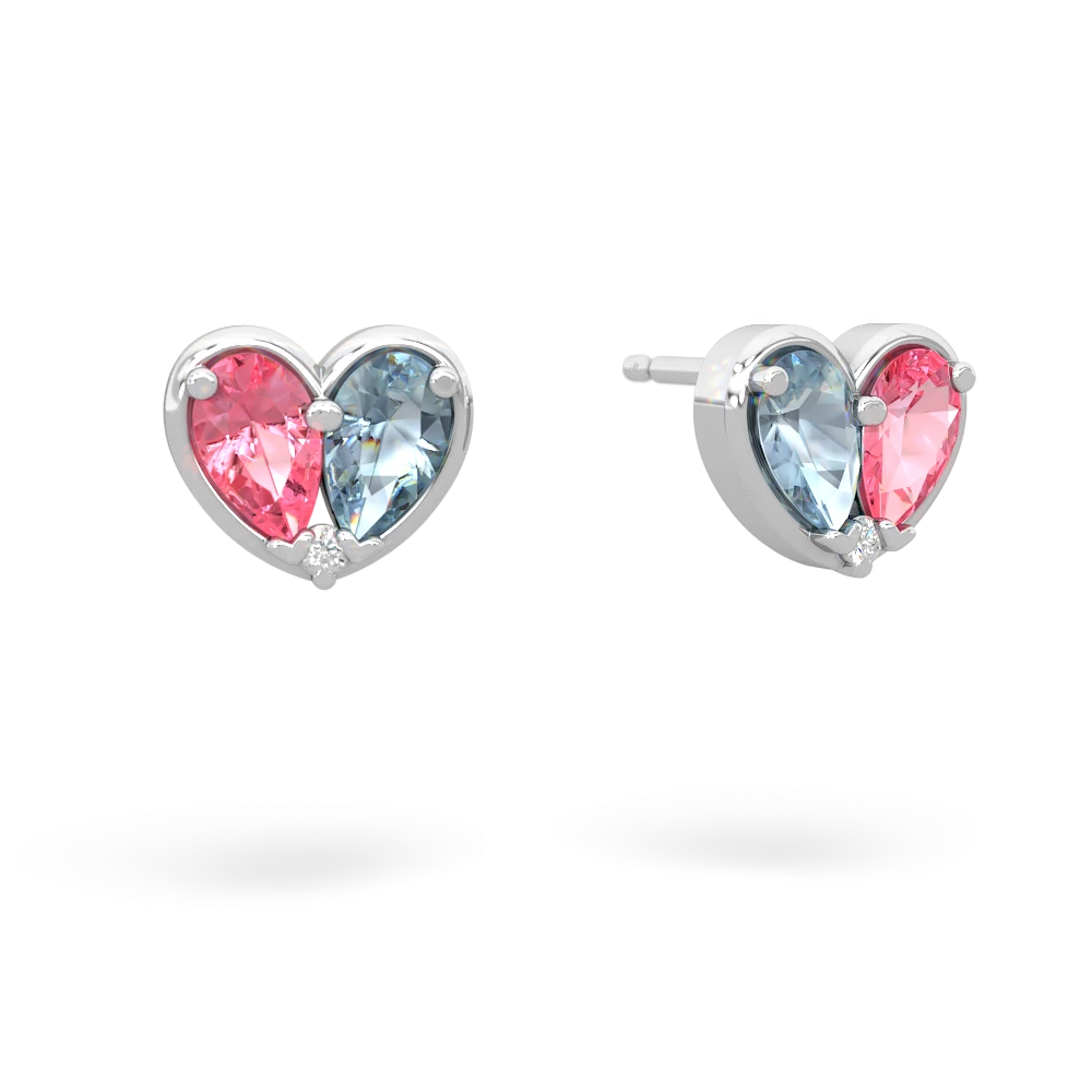 Lab Pink Sapphire 'Our Heart' 14K White Gold earrings E5072