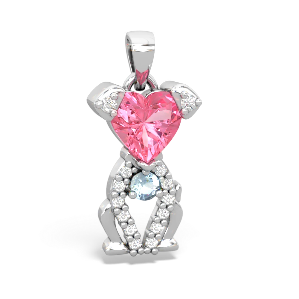 Lab Pink Sapphire Puppy Love 14K White Gold pendant P5800